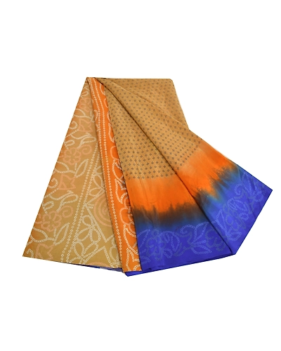 Sanskriti Vintage Sarees From India Beige Pure Crepe Silk Printed Sari Fabric, PRC-18964-Beige-Printed Floral Design-Pure Crepe Silk-7