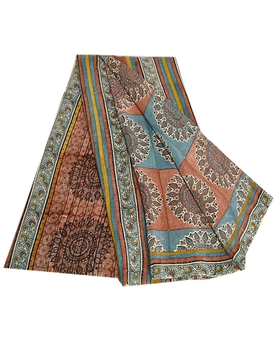 Sanskriti Vintage Sarees Indian Multi Pure Crepe Silk Printed Sari Craft Fabric, PRC-19080-Multi-Printed Floral Design-Pure Crepe Silk-7