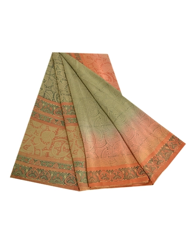Sanskriti Vintage Sarees Indian Green Pure Crepe Silk Printed Sari Craft Fabric, PRC-19105-Green-Printed Floral Design-Pure Crepe Silk-7