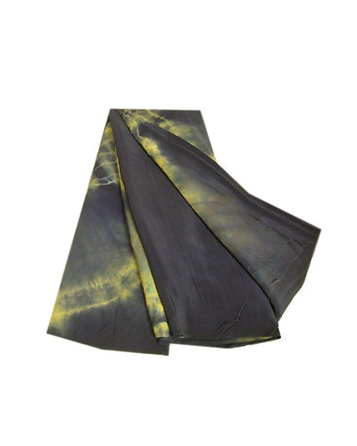 Sanskriti Vintage Sarees Blue Tie-Dye Hand Beaded Kantha Pure Crepe Sari Fabric, PRC-19131-Blue-Tie-Dye-Pure Crepe Silk-7