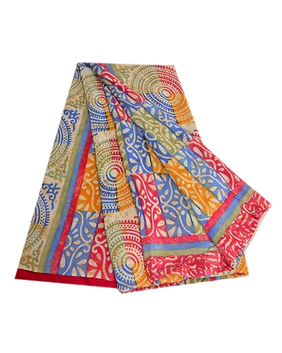 Sanskriti Vintage Sarees Multi Pure Crepe Silk Printed Sari Soft Craft Fabric, PRC-19159-Multi-Printed Floral Design-Pure Crepe Silk-7