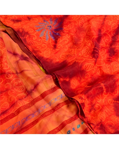 Sanskriti Vintage Sarees Multi Tie-Dye Pure Crepe Silk Printed Sari Soft Fabric, PRC-19204-Multi-Printed Floral Design-Pure Crepe Silk-5