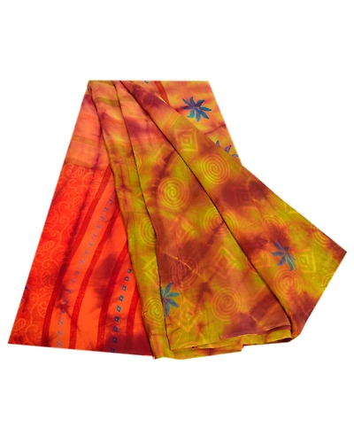 Sanskriti Vintage Sarees Multi Tie-Dye Pure Crepe Silk Printed Sari Soft Fabric, PRC-19204-Multi-Printed Floral Design-Pure Crepe Silk-7