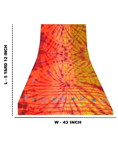 Sanskriti Vintage Sarees Multi Tie-Dye Pure Crepe Silk Printed Sari Soft Fabric, PRC-19204-Multi-Printed Floral Design-Pure Crepe Silk-9