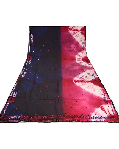 Sanskriti Vintage Sarees Black Tie-Dye Embroidered Pure Crepe Silk Sari Fabric, PRC-19205-Black-Printed Floral Design-Pure Crepe Silk-8