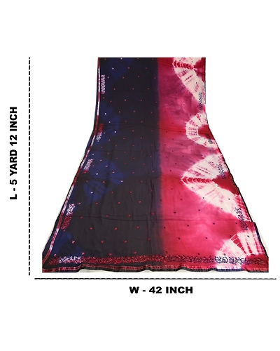 Sanskriti Vintage Sarees Black Tie-Dye Embroidered Pure Crepe Silk Sari Fabric, PRC-19205-Black-Printed Floral Design-Pure Crepe Silk-9