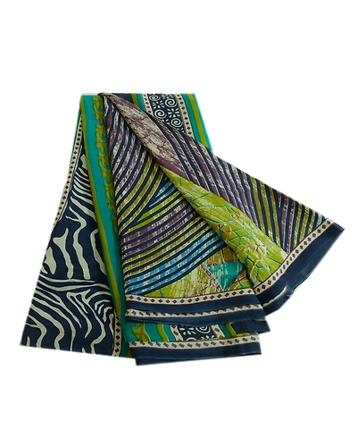 Sanskriti Vintage Sarees Multi Indian Pure Crepe Silk Printed Sari Craft Fabric, PRC-19219-Multi-Printed Floral Design-Pure Crepe Silk-7
