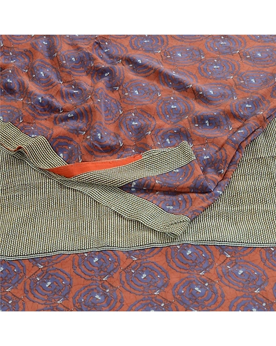 Sanskriti Vintage Sarees Brown Indian Pure Crepe Silk Printed Sari Craft Fabric, PRC-19225-Brown-Printed Floral Design-Pure Crepe Silk-1