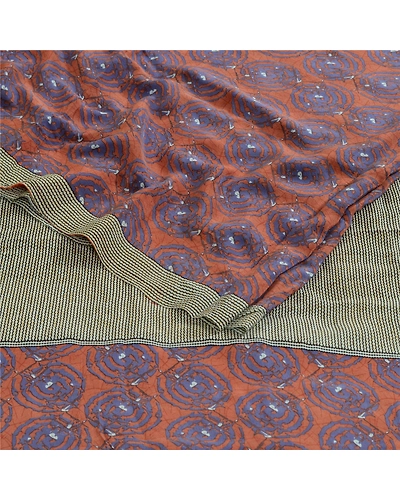 Sanskriti Vintage Sarees Brown Indian Pure Crepe Silk Printed Sari Craft Fabric, PRC-19225-Brown-Printed Floral Design-Pure Crepe Silk-2