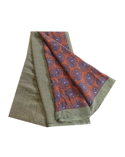 Sanskriti Vintage Sarees Brown Indian Pure Crepe Silk Printed Sari Craft Fabric, PRC-19225-Brown-Printed Floral Design-Pure Crepe Silk-7