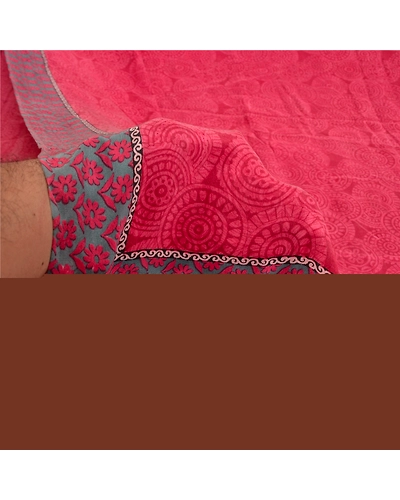 Sanskriti Vintage Sarees Blush-Pink Pure Crepe Silk Printed Sari Craft Fabric, PRC-19318-Blush-Pink-Printed Floral Design-Pure Crepe Silk-3