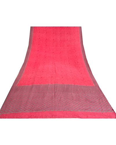 Sanskriti Vintage Sarees Blush-Pink Pure Crepe Silk Printed Sari Craft Fabric, PRC-19318-Blush-Pink-Printed Floral Design-Pure Crepe Silk-8