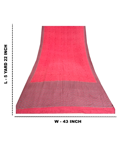 Sanskriti Vintage Sarees Blush-Pink Pure Crepe Silk Printed Sari Craft Fabric, PRC-19318-Blush-Pink-Printed Floral Design-Pure Crepe Silk-10