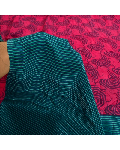 Sanskriti Vintage Sarees Indian Purple Pure Crepe Silk Printed Sari Craft Fabric, PRC-19575-Purple-Printed Floral Design-Pure Crepe Silk-5