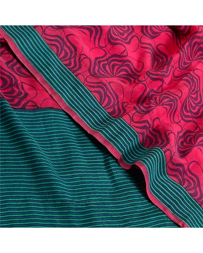 Sanskriti Vintage Sarees Indian Purple Pure Crepe Silk Printed Sari Craft Fabric, PRC-19575-Purple-Printed Floral Design-Pure Crepe Silk-7