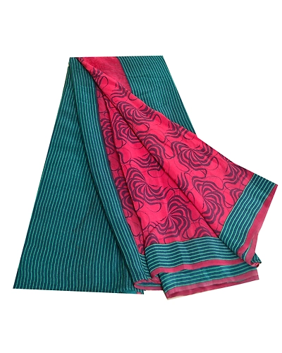 Sanskriti Vintage Sarees Indian Purple Pure Crepe Silk Printed Sari Craft Fabric, PRC-19575-Purple-Printed Floral Design-Pure Crepe Silk-9