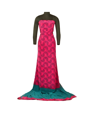 Sanskriti Vintage Sarees Indian Purple Pure Crepe Silk Printed Sari Craft Fabric, PRC-19575-Purple-Printed Floral Design-Pure Crepe Silk-11
