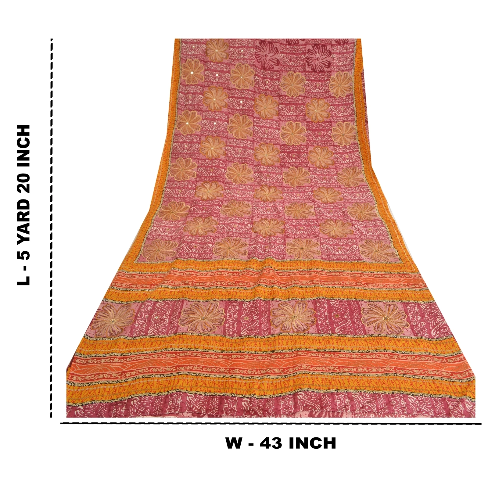 Sanskriti Vintage Sarees Dusty Pink Embroidery Pure Crepe Silk Print Sari Fabric, PRC-19606-Dusty Pink-Printed Floral Design-Pure Crepe Silk-12