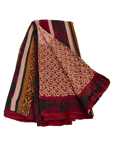 Sanskriti Vintage Indian Printed Pure Crepe Silk Sarees Craft Soft Sari Fabric, PRC-3828-Peach-Printed Floral &amp; Paisley Design-Pure Crepe Silk-7