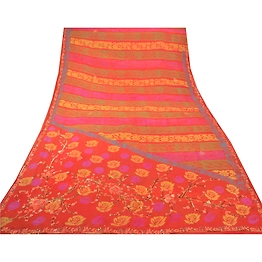Sanskriti Vintage Sarees Pure Georgette Silk Hand Beaded Fabric Premium Sari, PS-54915