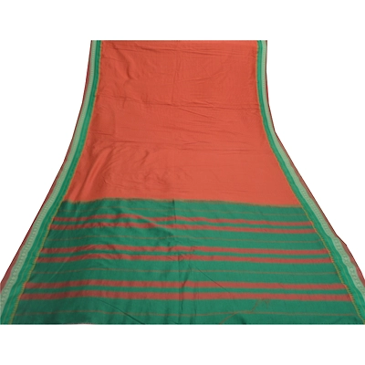 Sanskriti Vintage Orange Sarees Blend Cotton Woven Premium Sari Craft Fabric, PS-55845