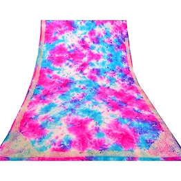 Sanskriti Vintage Pink Sarees Pure Silk Woven Tie-Dye Cultural Sari Craft Fabric, PS-57957