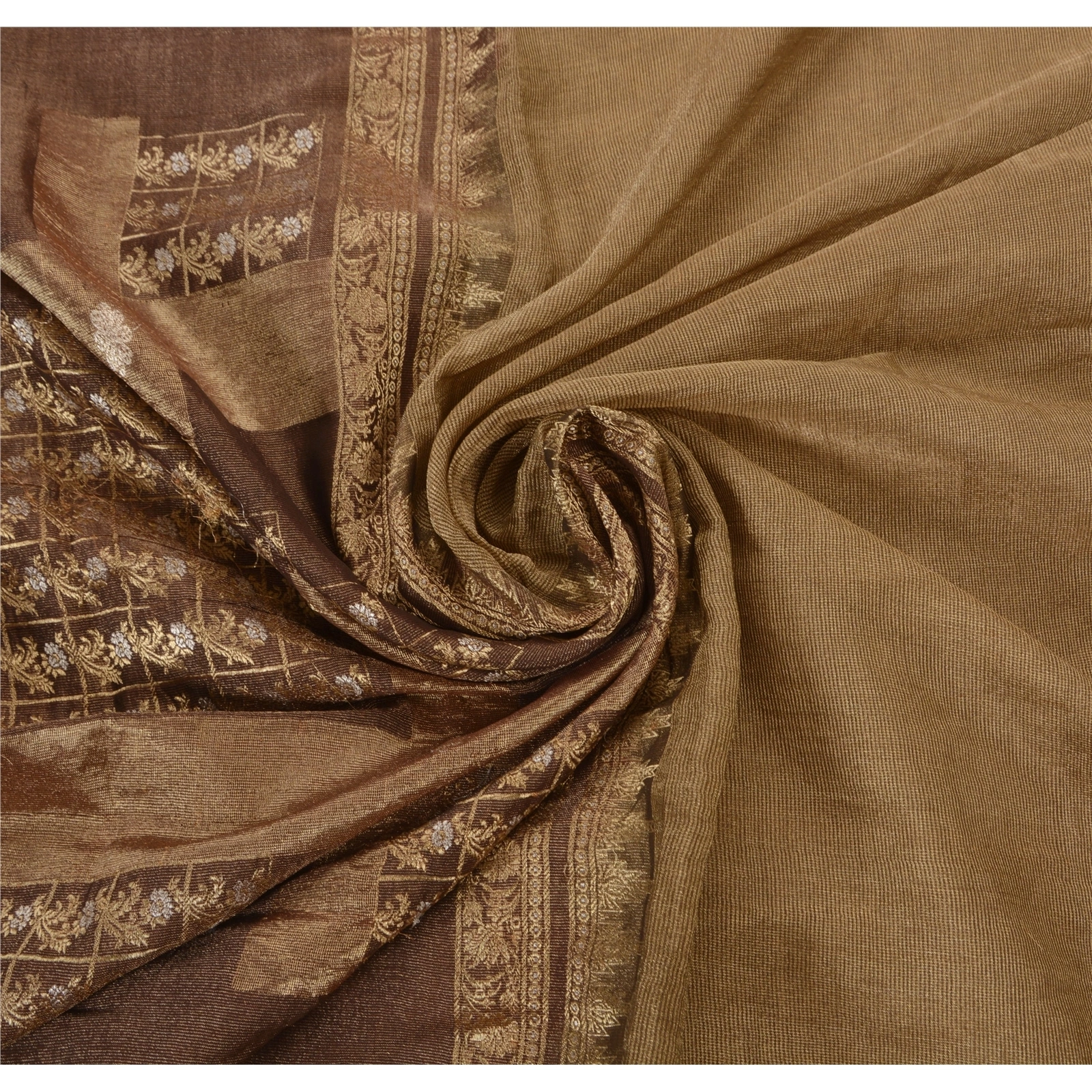 Sanskriti Vintage Sarees Blend Georgette Woven Craft Fabric Premium Sari, PS-38269-Golden-Woven Work-Blend Georgette-5