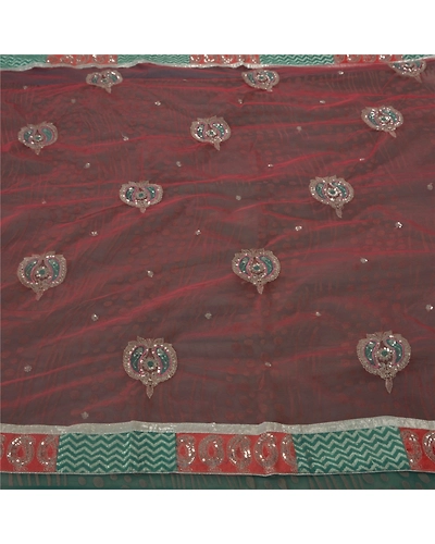 Sanskriti Vintage Blue Sarees Net Mesh Embroidered Woven Fabric Premium 5Yd Sari, PS-38488-Blue-Sequins Work-Net Mesh-5