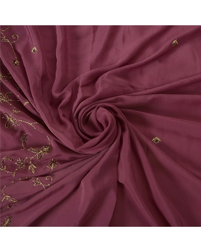 Sanskrit Vintage Purple Sarees Art Silk Hand Beaded Pre Stitched Lehenga Sari, PS-38616-Purple-Zardozi Work-Art Silk-4