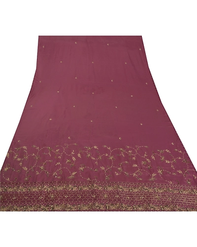 Sanskrit Vintage Purple Sarees Art Silk Hand Beaded Pre Stitched Lehenga Sari, PS-38616-Purple-Zardozi Work-Art Silk-5