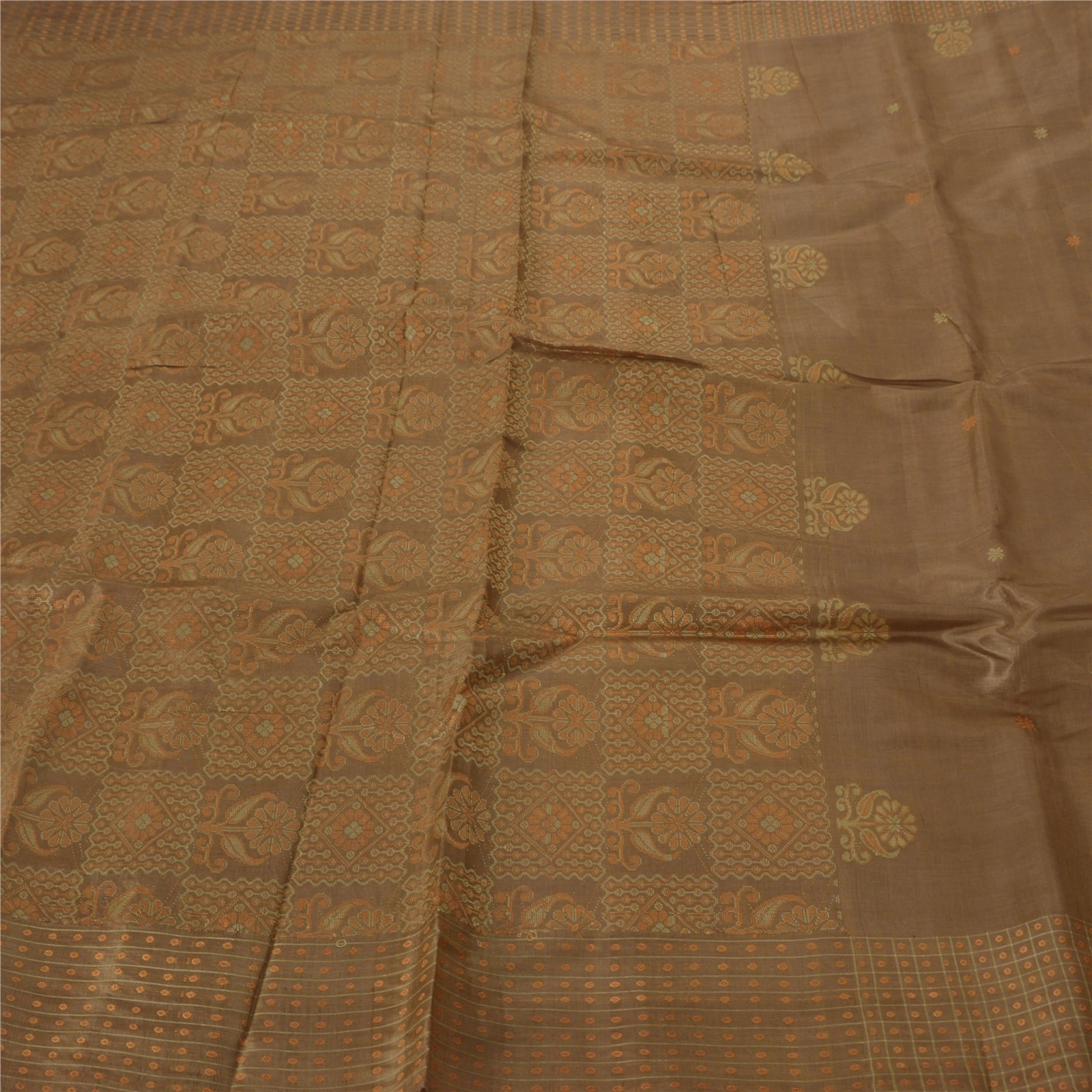 Sanskriti Vintage Brown Sarees 100% Pure Silk Woven Craft Fabric Premium Sari, PS-39280-Brown-Woven Work-100% Pure Silk-1