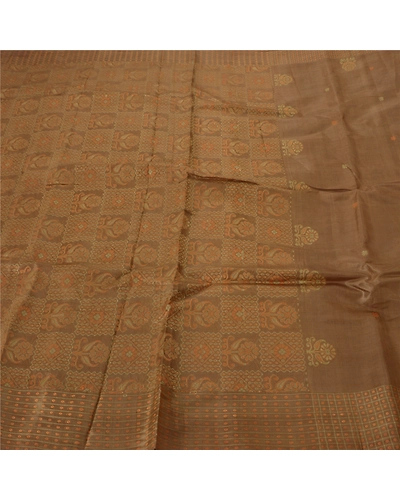 Sanskriti Vintage Brown Sarees 100% Pure Silk Woven Craft Fabric Premium Sari, PS-39280-Brown-Woven Work-100% Pure Silk-1