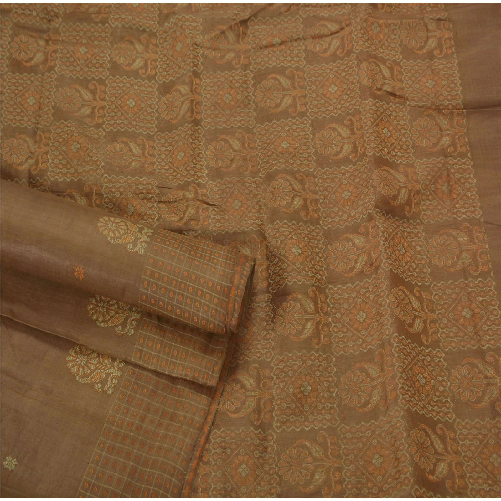 Sanskriti Vintage Brown Sarees 100% Pure Silk Woven Craft Fabric Premium Sari, PS-39280-Brown-Woven Work-100% Pure Silk-2