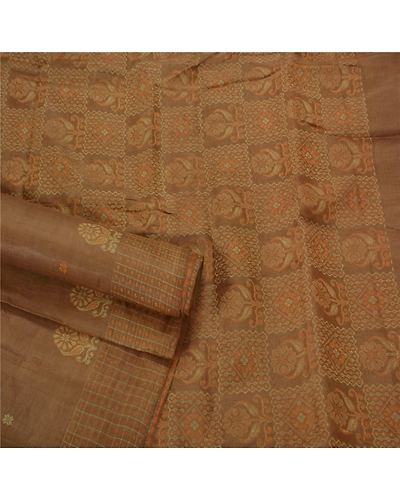 Sanskriti Vintage Brown Sarees 100% Pure Silk Woven Craft Fabric Premium Sari, PS-39280-Brown-Woven Work-100% Pure Silk-2