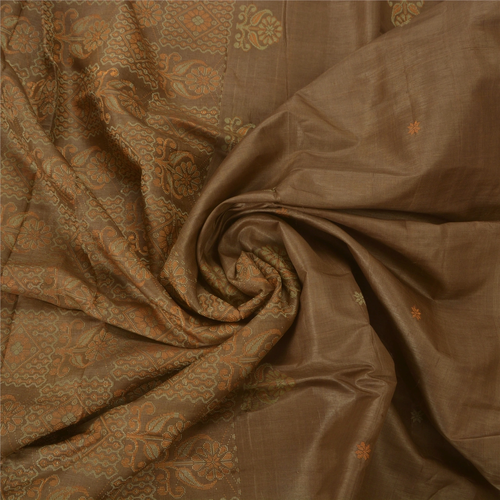 Sanskriti Vintage Brown Sarees 100% Pure Silk Woven Craft Fabric Premium Sari, PS-39280-Brown-Woven Work-100% Pure Silk-6