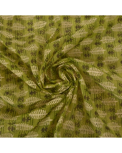Sanskriti Vintage Green Sarees Art Silk Craft Fabric Block Printed Indian Sari, PS-39335-Green-Block Printed-Art Silk-6