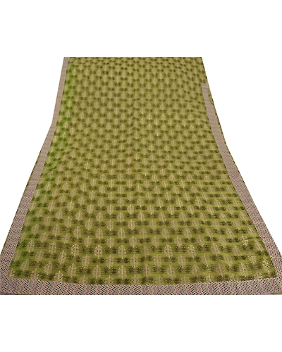 Sanskriti Vintage Green Sarees Art Silk Craft Fabric Block Printed Indian Sari, PS-39335-Green-Block Printed-Art Silk-7