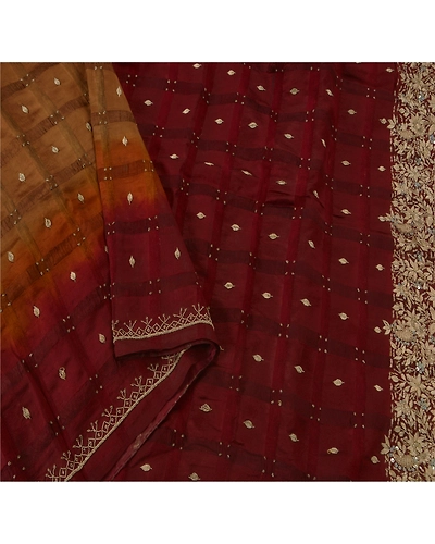 Sanskriti Vintage Green Sarees Pure Silk Hand Beaded Craft Fabric Premium Sari, PS-39360-Green-Zardozi Work-100% Pure Silk-3