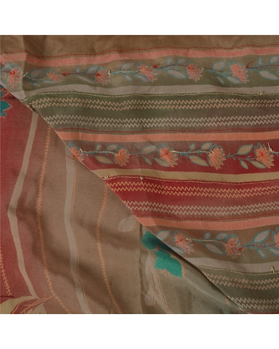 Sanskriti Vintage Sarees 100% Pure Crepe Silk Hand Beaded Fabric Premium Sari, PS-39448-Multi-Sequins/Beads Work-100% Pure Crepe Silk-4