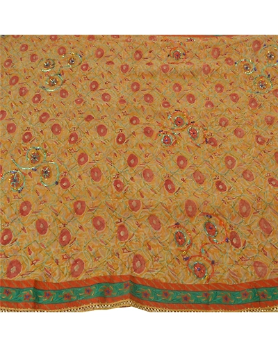 Sanskriti Vintage Orange Sarees Blend Georgette Hand Beaded Fabric Premium Sari, PS-39469-Orange-Sequins Work-Blend Georgette-1