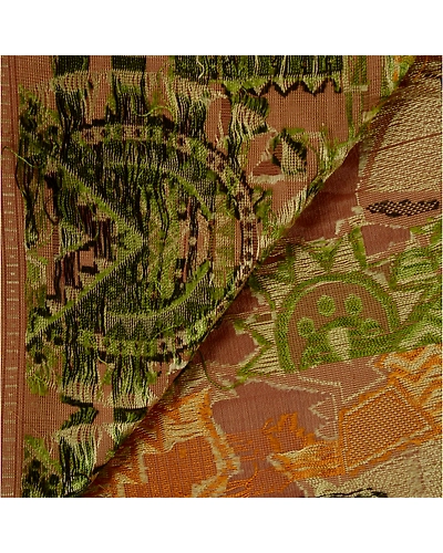 Sanskriti Vintage Sarees Pure Silk Brown Woven Craft Fabric Sari With Blouse, PS-40135-Brown-Woven Work-100% Pure Silk-4