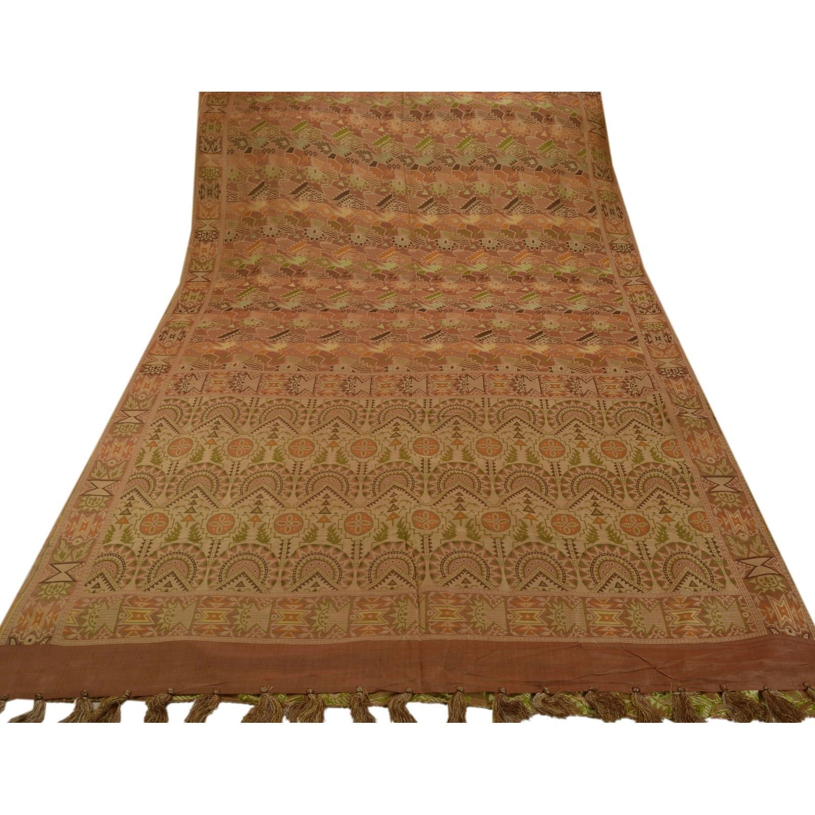 Sanskriti Vintage Sarees Pure Silk Brown Woven Craft Fabric Sari With Blouse, PS-40135-Brown-Woven Work-100% Pure Silk-11