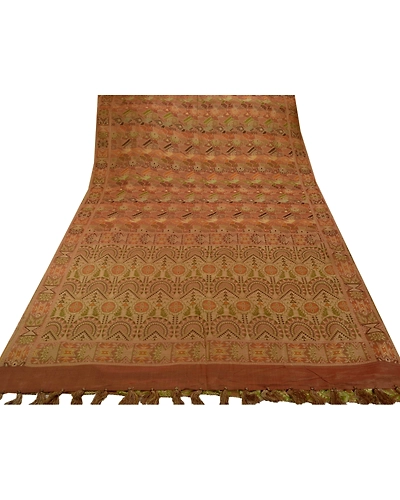 Sanskriti Vintage Sarees Pure Silk Brown Woven Craft Fabric Sari With Blouse, PS-40135-Brown-Woven Work-100% Pure Silk-11