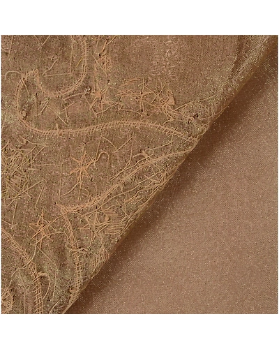 Sanskriti Vintage Sarees Tissue Hand Embroidered Craft Fabric Sari Zari Premium, PS-41042-Peach-Woven Hand Embroidered With Zardozi &amp; Patch Work-Tissue-5