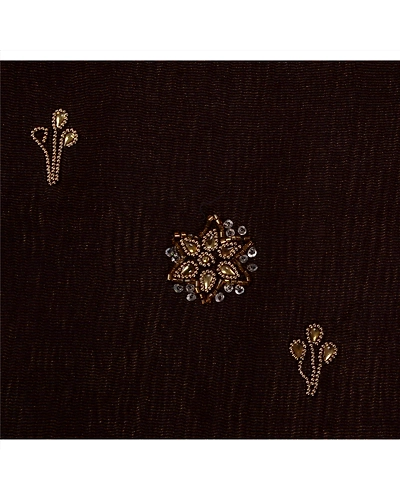 Sanskriti Vintage Brown Sarees Silk Blend Hand Beaded Woven Fabric Ethnic Sari, PS-41132-Brown-Woven Hand Beaded With Kundan Stone-Silk Blend-9