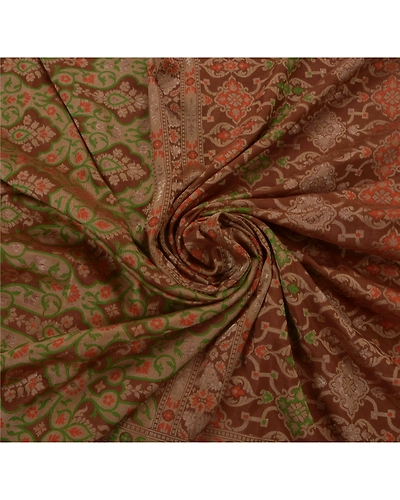 Sanskriti Vintage Brown Sarees 100% Pure Silk Woven Craft Fabric Premium Sari, PS-42069-Brown-Woven Work-100% Pure Silk-5