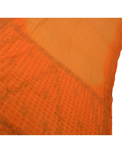 Sanskriti Vintage Peach Sarees 100% Pure Silk Hand Embroidered Fabric Sari, PS-42121-Peach-Hand Embroidered With Zari Work &amp; Thread Work-100% Pure Silk-1