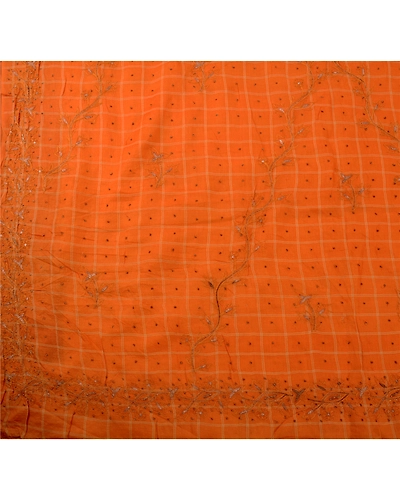 Sanskriti Vintage Peach Sarees 100% Pure Silk Hand Embroidered Fabric Sari, PS-42121-Peach-Hand Embroidered With Zari Work &amp; Thread Work-100% Pure Silk-6