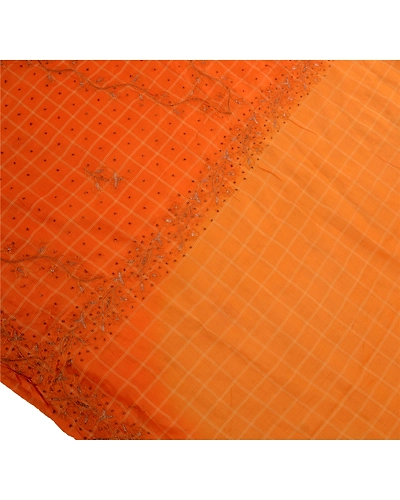 Sanskriti Vintage Peach Sarees 100% Pure Silk Hand Embroidered Fabric Sari, PS-42121-Peach-Hand Embroidered With Zari Work &amp; Thread Work-100% Pure Silk-7