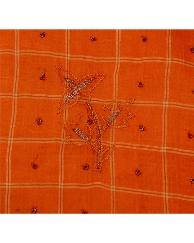 Sanskriti Vintage Peach Sarees 100% Pure Silk Hand Embroidered Fabric Sari, PS-42121-Peach-Hand Embroidered With Zari Work &amp; Thread Work-100% Pure Silk-9